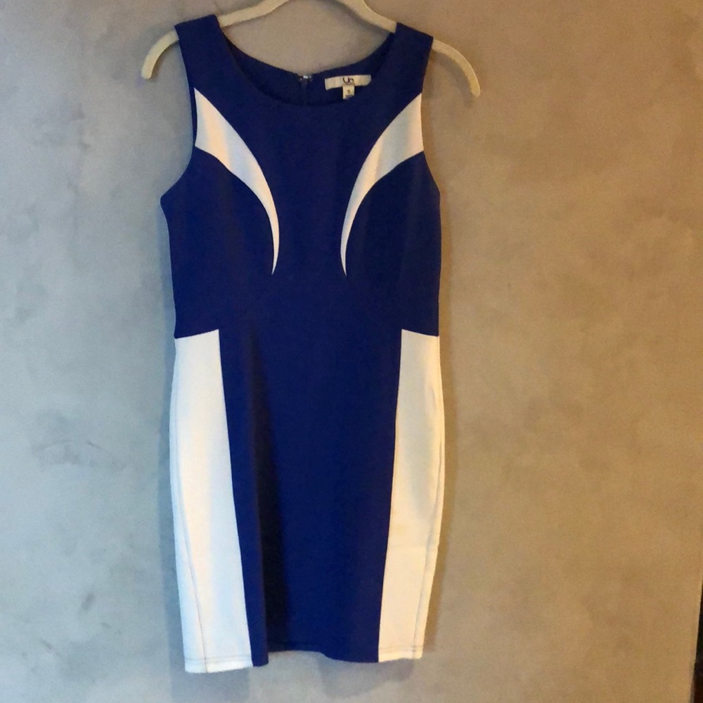 Blue fitted mini dress